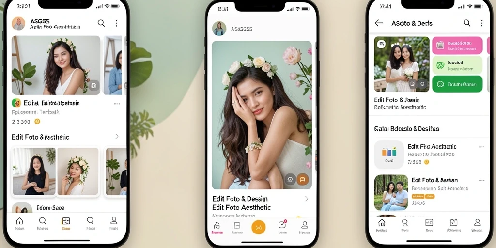 Tampilan antarmuka aplikasi Edit Foto Aesthetic ASG55 yang menarik dan user-friendly.