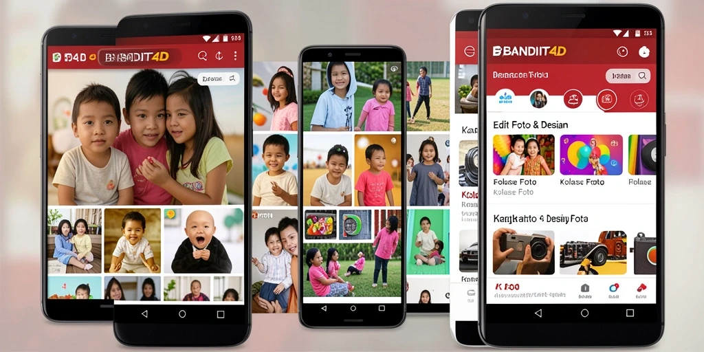 Antarmuka aplikasi BANDIT4D yang mudah digunakan untuk membuat kolase foto.