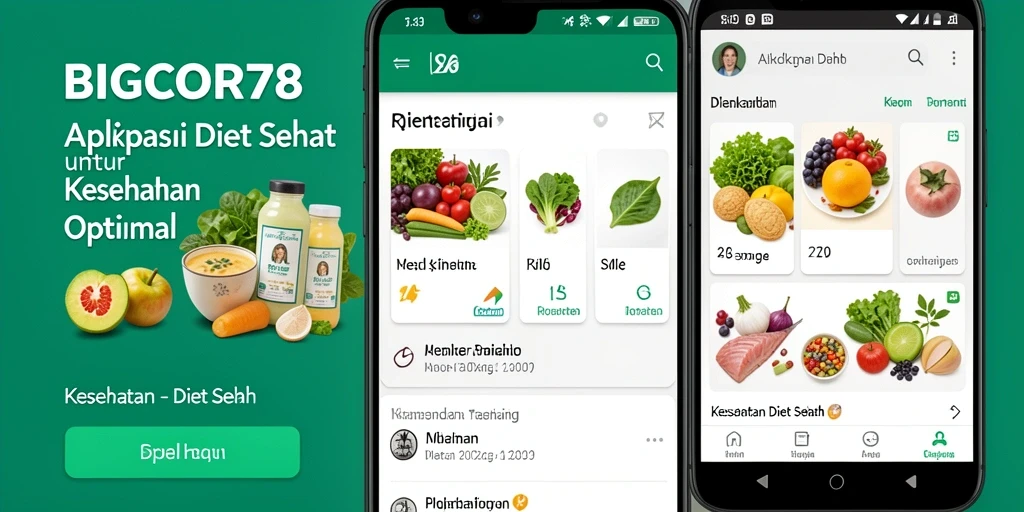 Tampilan antarmuka pengguna aplikasi BIGCOR78 untuk diet sehat.