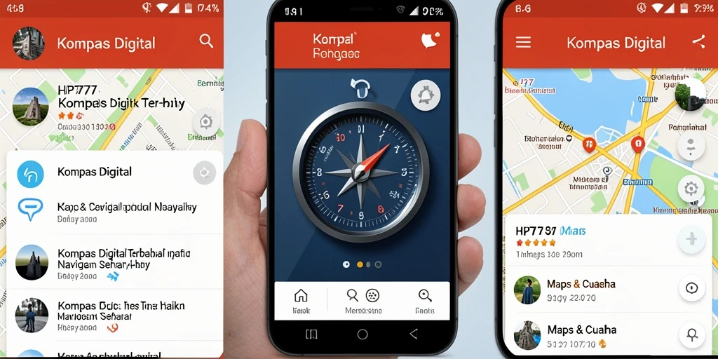 Tampilan antarmuka kompas digital HP777 yang modern dan ramah pengguna.