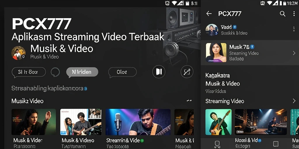 Tampilan antarmuka aplikasi <strong>PCX777</strong> yang modern dan intuitif untuk Streaming Video.