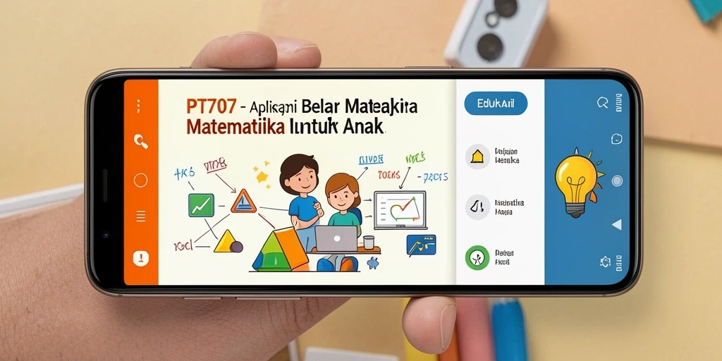 Tampilan antarmuka aplikasi Belajar Matematika PT707 yang interaktif.